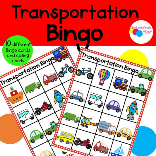 Transportation Theme Bingo Activities