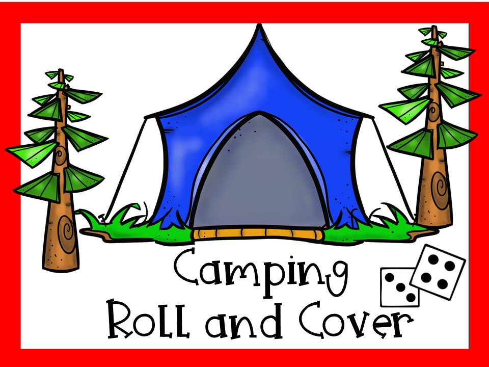 Camping Theme Roll and Cover Math Game for Preschool, PreK and Kindergarten