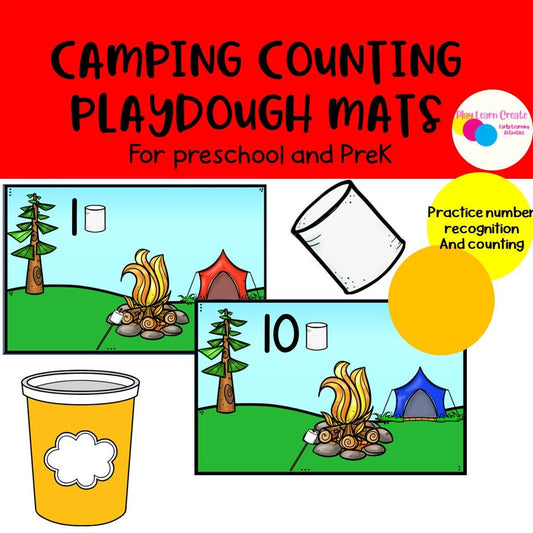 Camping Theme Counting Playdough Mats For Preschool, PreK and Kindergarten