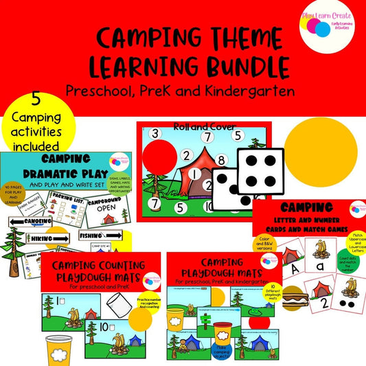 Camping Theme Learning Activity Bundle for Preschool, PreK and Kindegarten