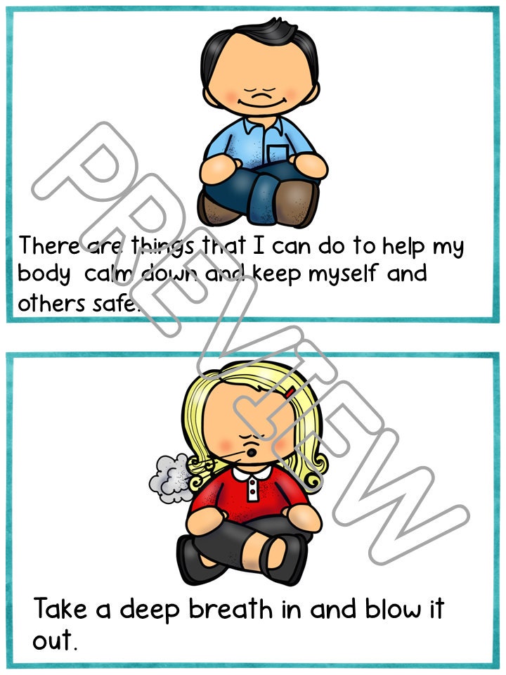 I'm Feeling Mad Social Skills Story with Calming Strategies poster and Lanyard Cards