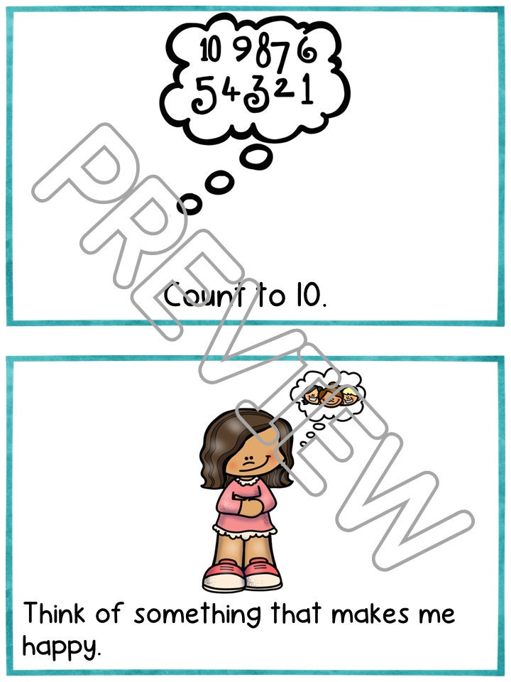 I'm Feeling Mad Social Skills Story with Calming Strategies poster and Lanyard Cards