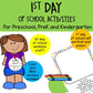 First Day of school Craft and Activity for PreK and Kindergarten