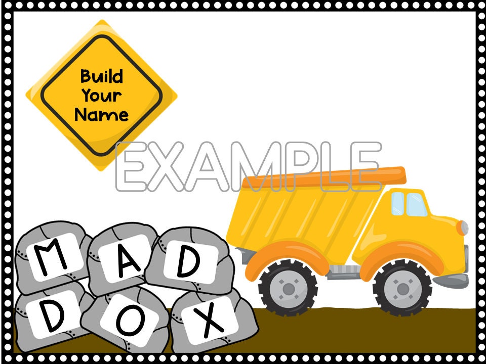 Editable Name Craft, Construction Theme Name Activity for Preschool, PreK and Kindergarten