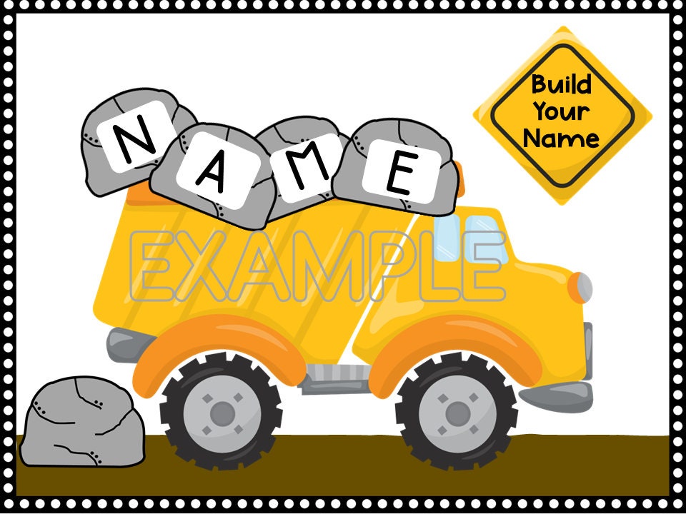 Editable Name Craft, Construction Theme Name Activity for Preschool, PreK and Kindergarten