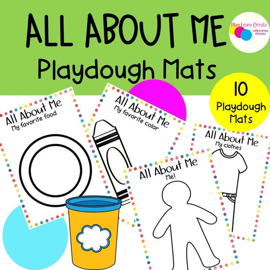 All About Me Theme Playdough Mats for Preschool, PreK and Kindergarten