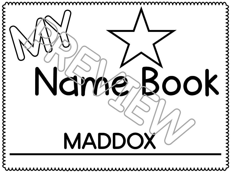 Personalized Printable Name Activity Workbook for Preschool, PreK and Kindergarten