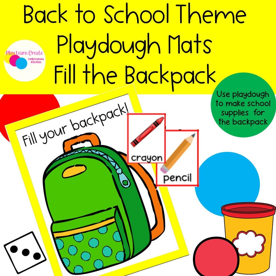 Back to School Playdough Mats, School Supply Theme activity for Preschool, PreK and Kindergarten