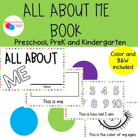 All About Me Theme Printable Book for Preschool, PreK and Kindergarten