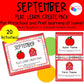 September Play Learn Create Preschool Learning Pack for Preschool Homeschool