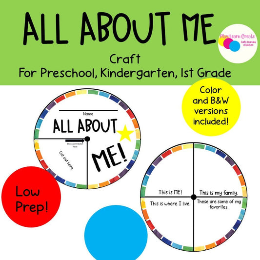 Printable All About Me Theme Craft for Preschool