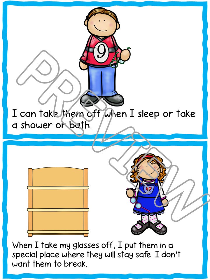 Getting Glasses Social Skills Story, Printable Social Skills Story