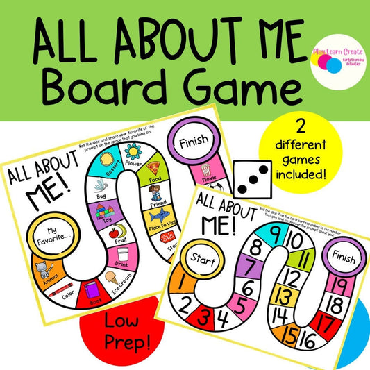 All About Me Printable Game for Preschool, PreK and Kindergarten