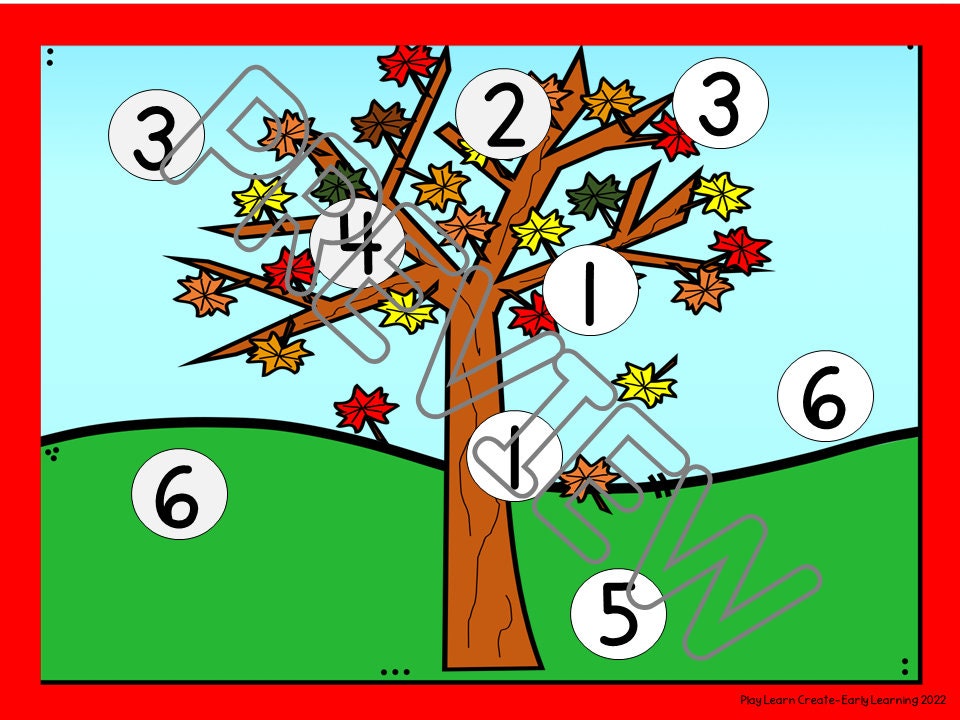 Fall Theme Math Game for Preschool, Roll and Cover Math Activity