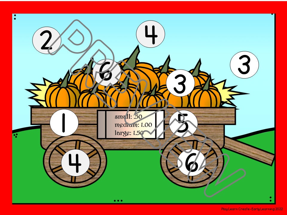 Fall Theme Math Game for Preschool, Roll and Cover Math Activity