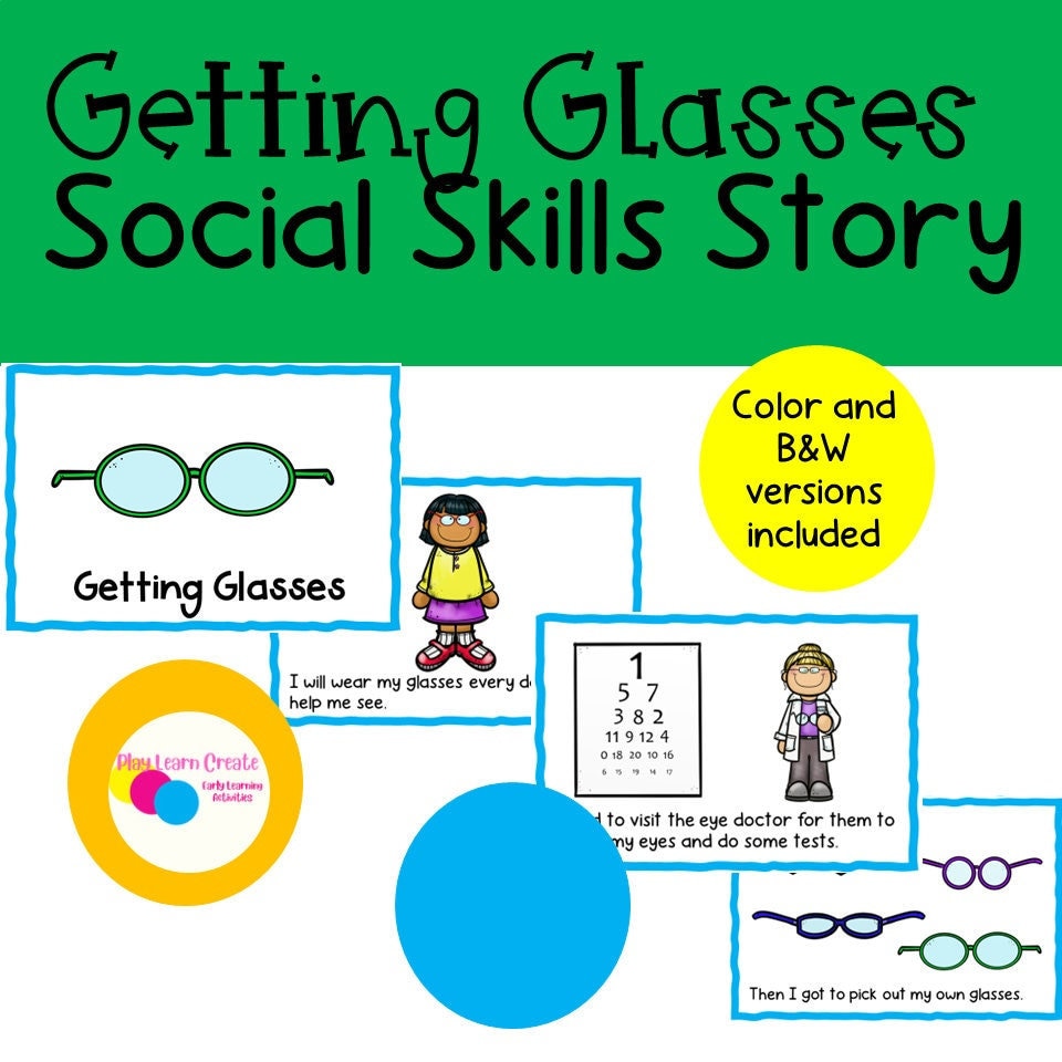 Getting Glasses Social Skills Story, Printable Social Skills Story