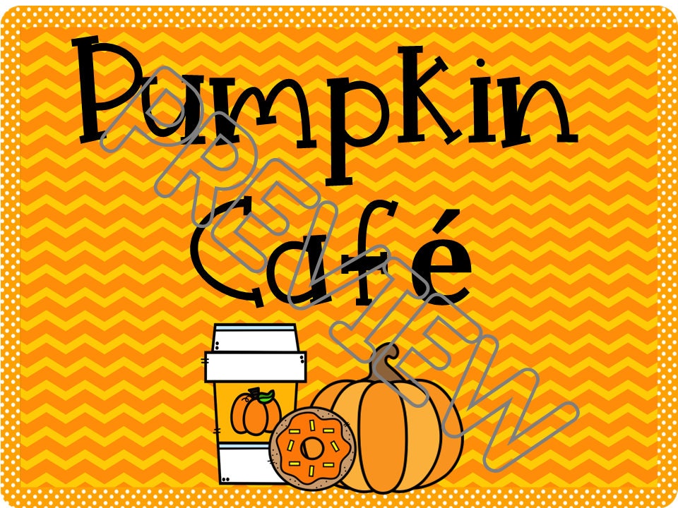 Pumpkin Cafe Pretend Play Dramatic Play Set for Preschool, PreK and Kindergarten