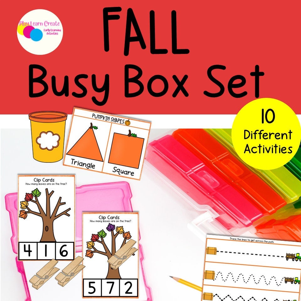 Fall Theme Busy Box Activities for Preschool, PreK and Kindergarten