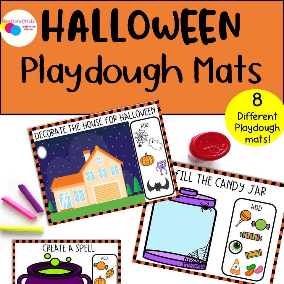 Halloween Playdough Mats for Preschool, PreK and Kindergarten