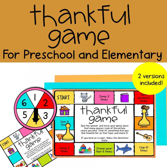 Thankful Game for Preschool, PreK and Kindergarten