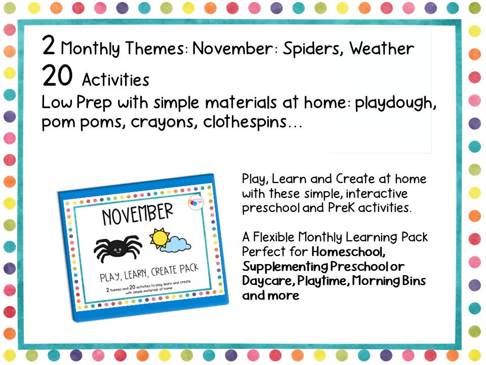 November Preschool Learning Binder for Homeschool Preschool