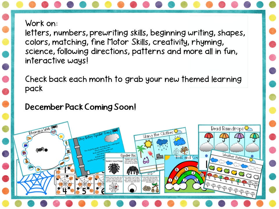 November Preschool Learning Binder for Homeschool Preschool