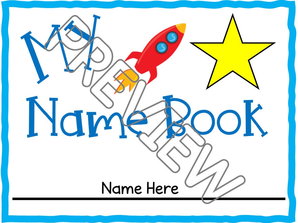 Personalized Name Workbook with a Space Theme for Preschool, PreK and Kindergarten