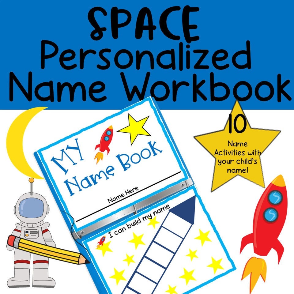 Personalized Name Workbook with a Space Theme for Preschool, PreK and Kindergarten