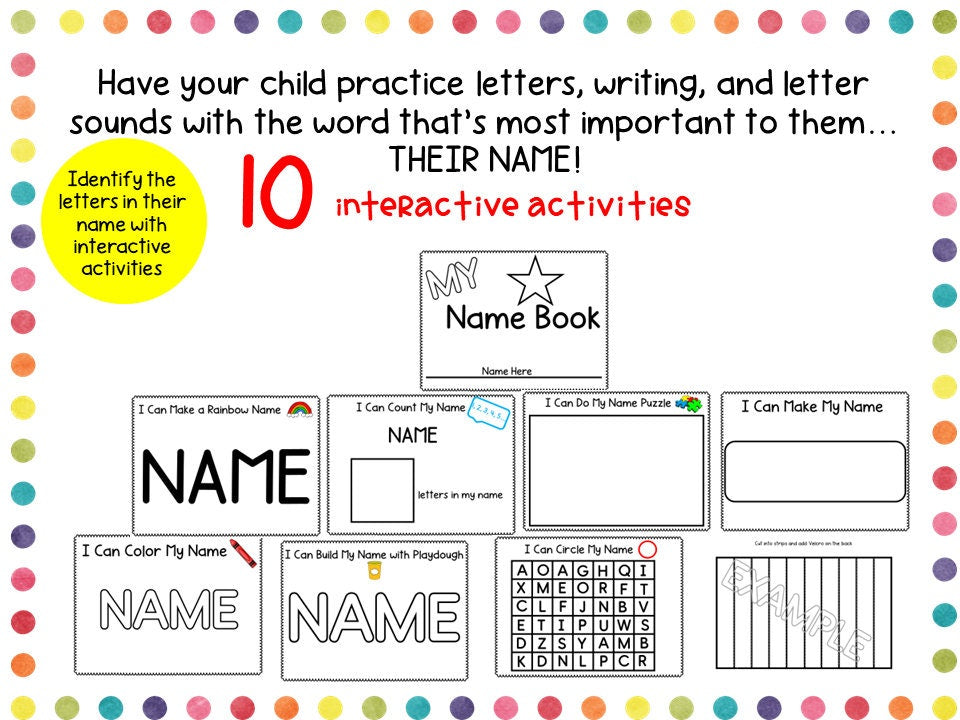 Preschool Personalized Themed Name Activity Workbook