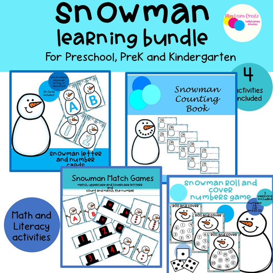 Winter Snowman Theme Preschool Activity Bundle