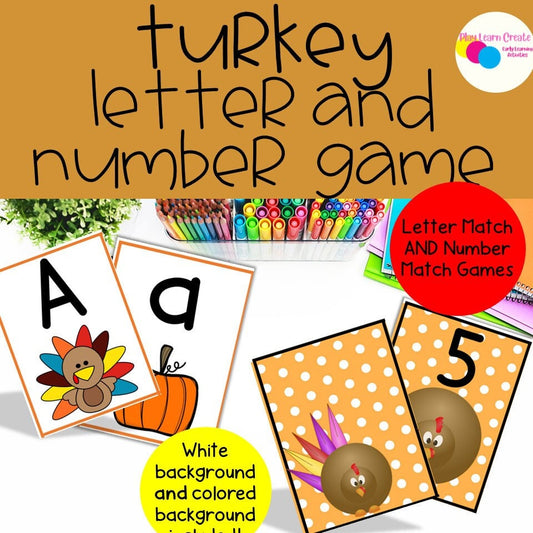 Turkey Letter and Number Games for Preschool, PreK and Kindergarten