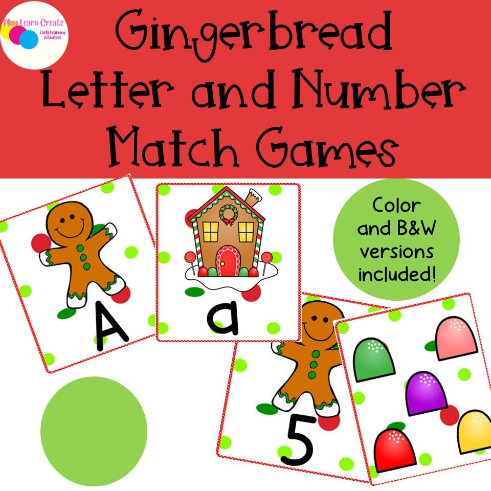 Gingerbread Letter and Number Games for Preschool, PreK and Kindergarten