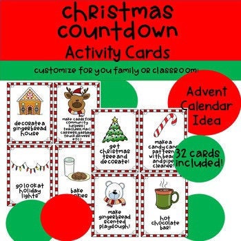 Christmas Countdown Activity Cards, Advent Calendar Activities