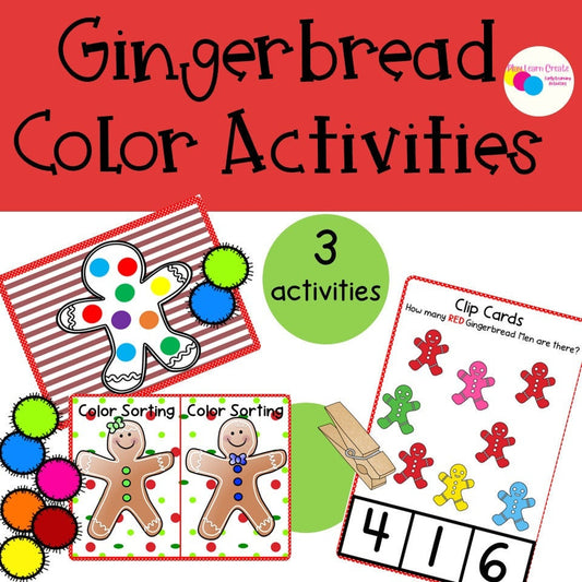 Gingerbread Theme Color Match Activities For Toddler and Preschool Learning