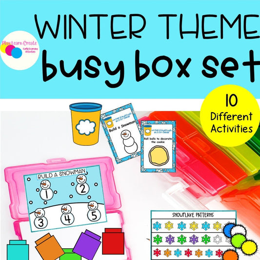 Winter Theme Busy Box Activities for Preschool, PreK and Kindergarten