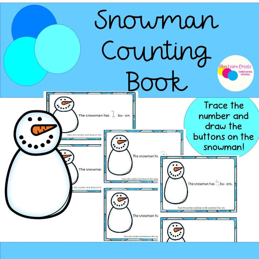 Snowman counting book for preschool, PreK and kindergarten