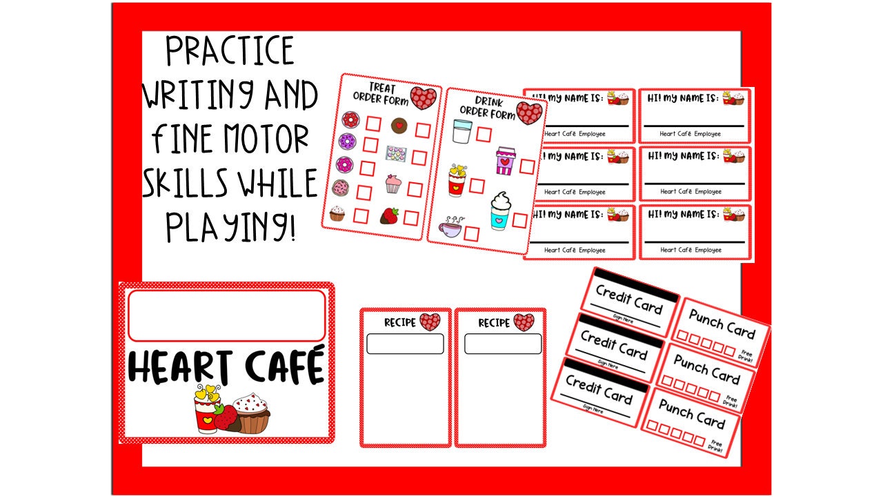 Heart Cafe Pretend Play Dramatic Play Set