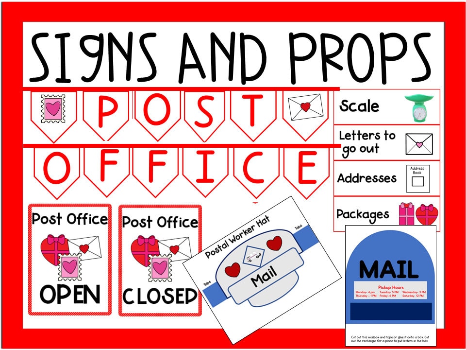 valentine-s-day-post-office-pretend-play-dramatic-play-set-play-learn-create-early-learning for Free Printable Post Office Dramatic Play Valentine's Day Post Office Pretend Play Dramatic Play Set – Play Learn Create - Early Learning for Free Printable Post Office Dramatic Play