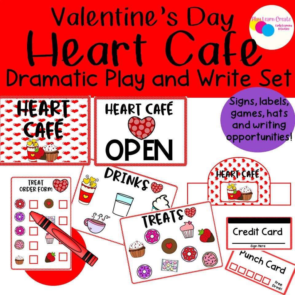 Heart Cafe Pretend Play Dramatic Play Set