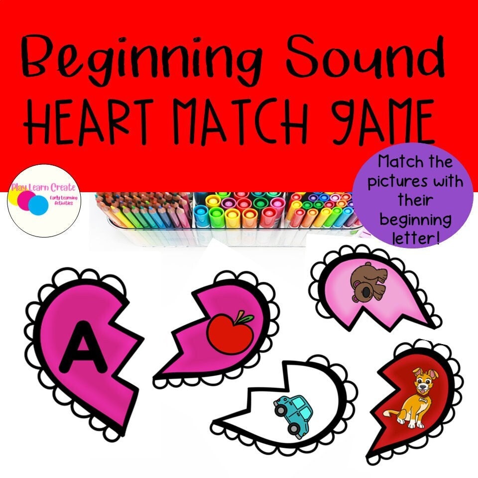 Beginning Letter Sound Game with a Heart Theme for Preschool, PreK and Kindergarten