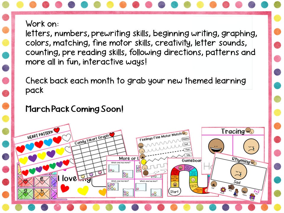 February Play Learn Create Pack for Preschool Homeschool