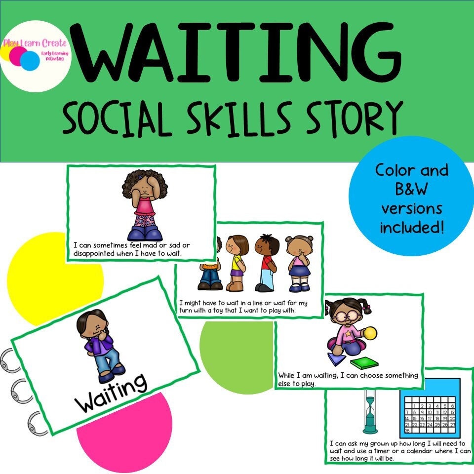 Learn To Wait Waiting and Patience Social Skills Story – Play Learn Create - Early ...