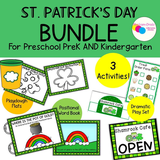 Printable St. Patrick's Day Preschool Learning Bundle for Preschool, PreK and Kindergarten