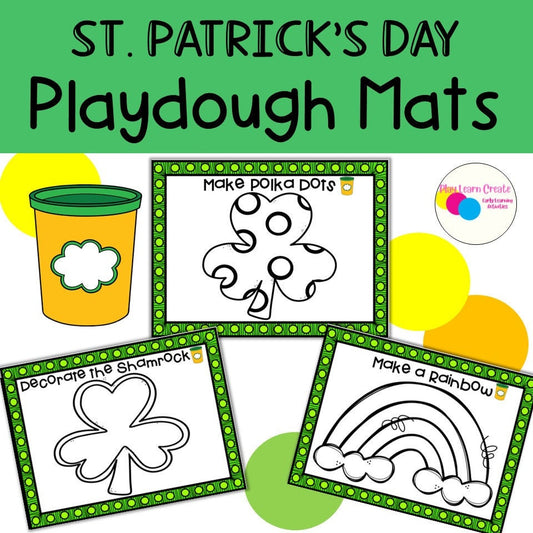 St. Patrick's Day Shamrock Playdough Mats for Preschool, PreK and Kindergarten