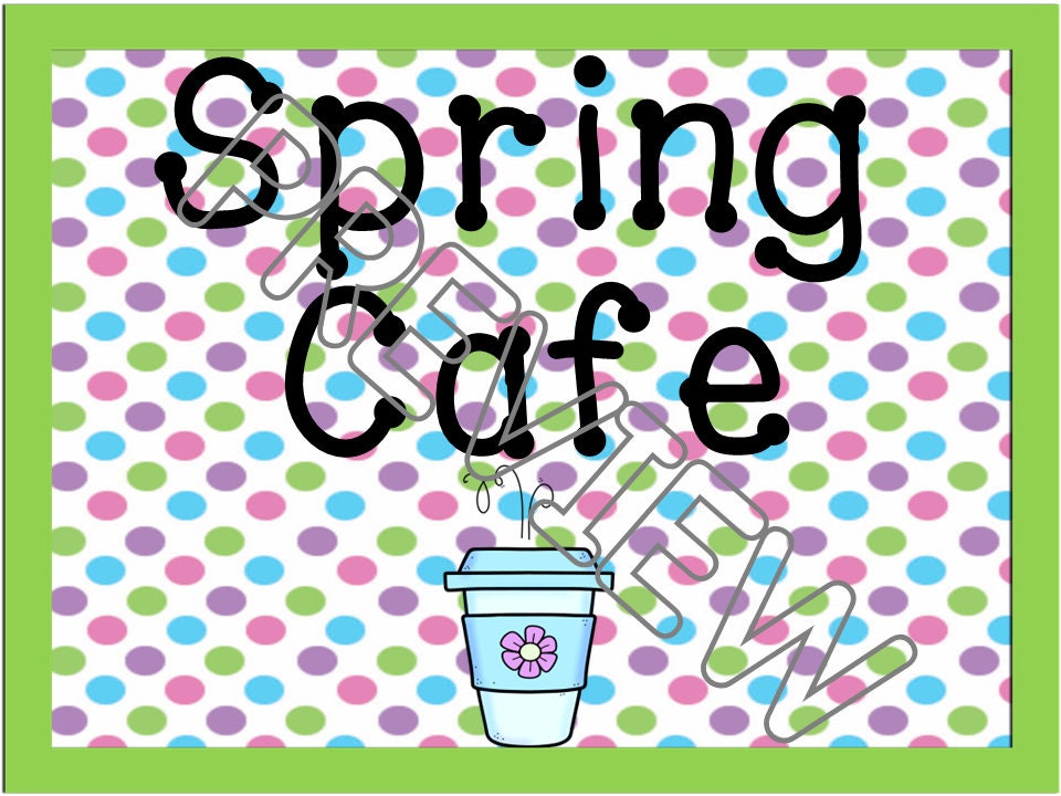 Spring Cafe Pretend Play Dramatic Play Set for Preschool, PreK, Kindergarten