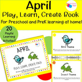 April Preschool Homeschool Monthly Binder with Bird Theme and Insect Theme Activities