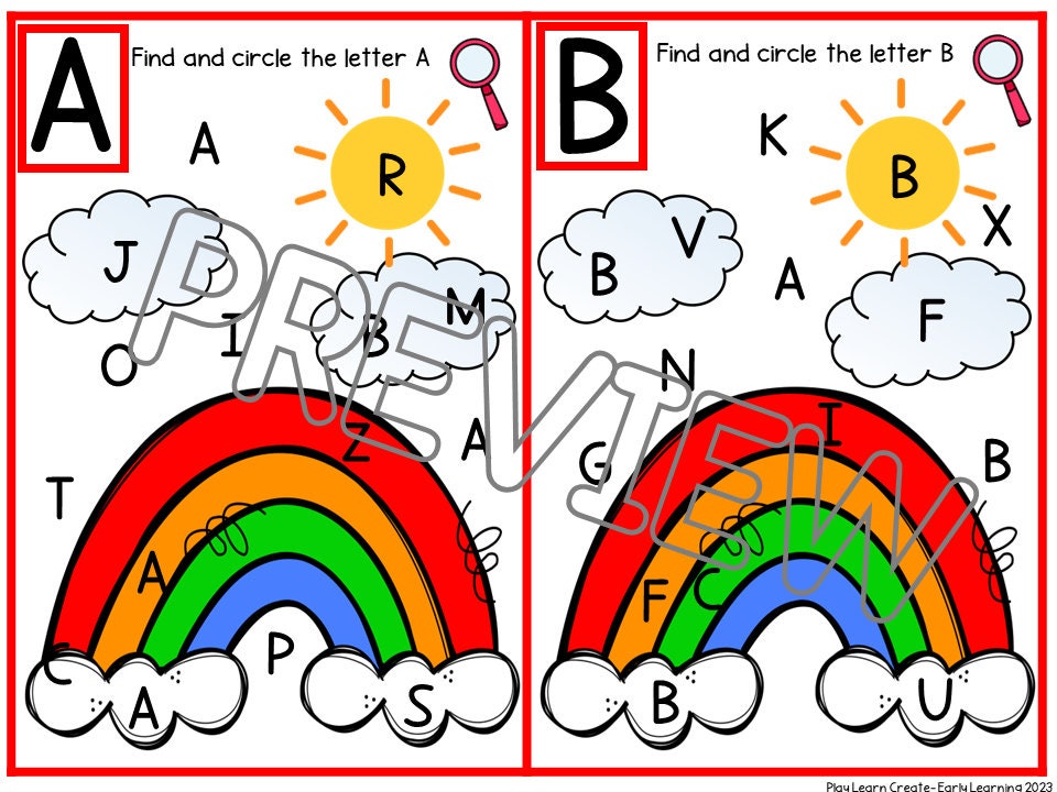 Rainbow Theme Letter Hunt Activity for Preschool, PreK and Kindergarten