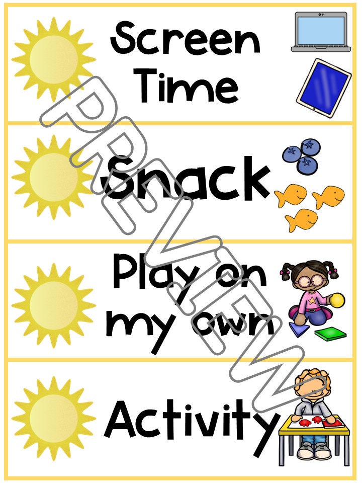 Summer Visual Card Printable Summer Picture Visual Schedule Cards for Kids – Play Learn ...