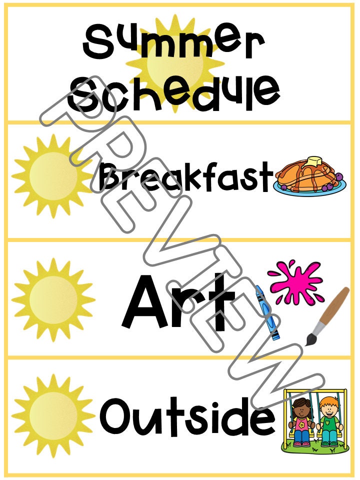 Visual Summer Map Printable Summer Picture Visual Schedule Cards for Kids – Play Learn ...