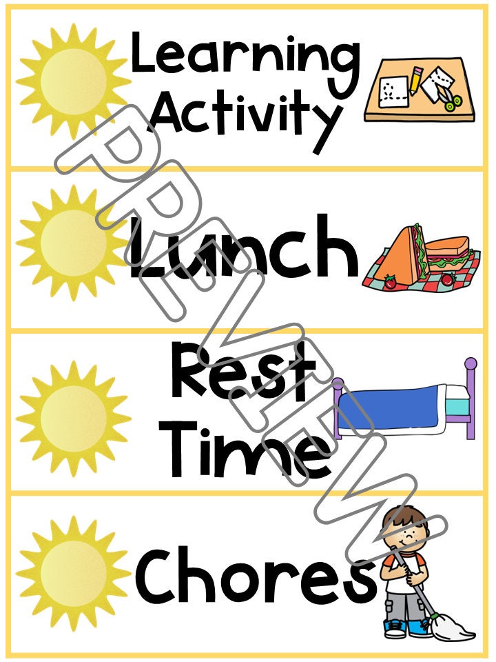 Summer Visual Card Printable Summer Picture Visual Schedule Cards for Kids – Play Learn ...